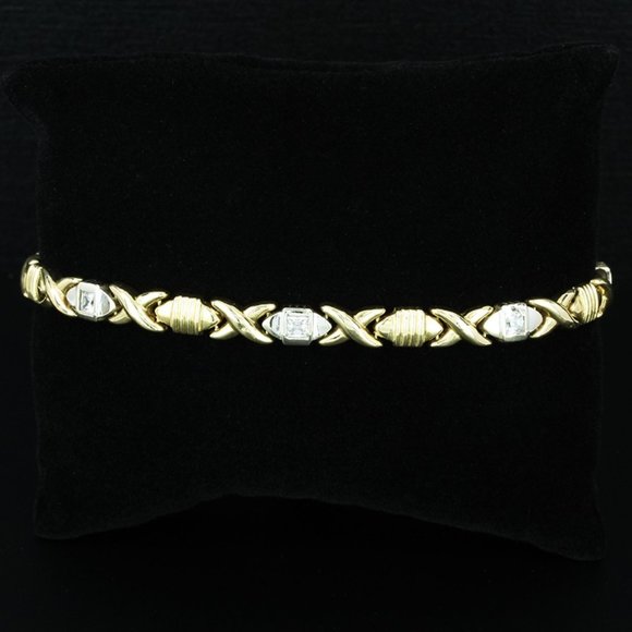 14K Two-Tone Gold 'XOXO' CZ Bracelet